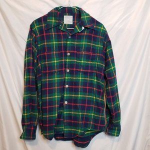 Vintage Winchester Flannel Shirt Green Red Yellow Plaid Size 15 Medium Cotton